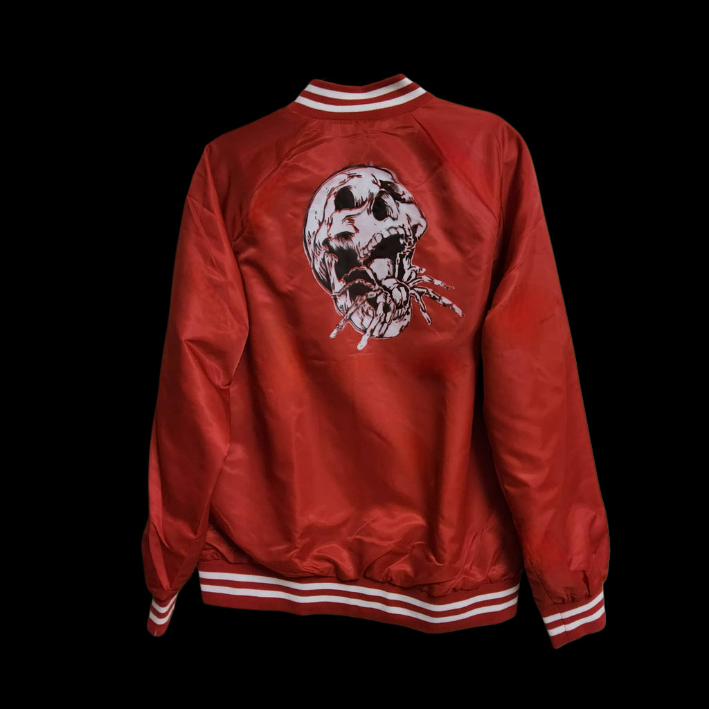 Red Satin Bomber Jacket- upcycled