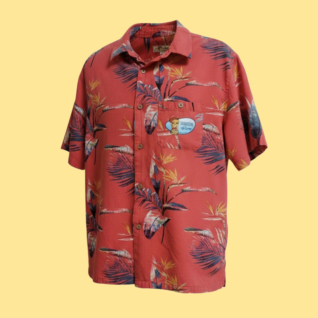 Aloha Shirt- upcycled red floral