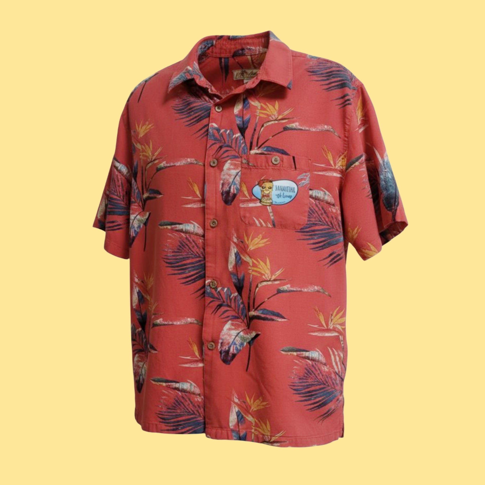 Aloha Shirt- upcycled red floral