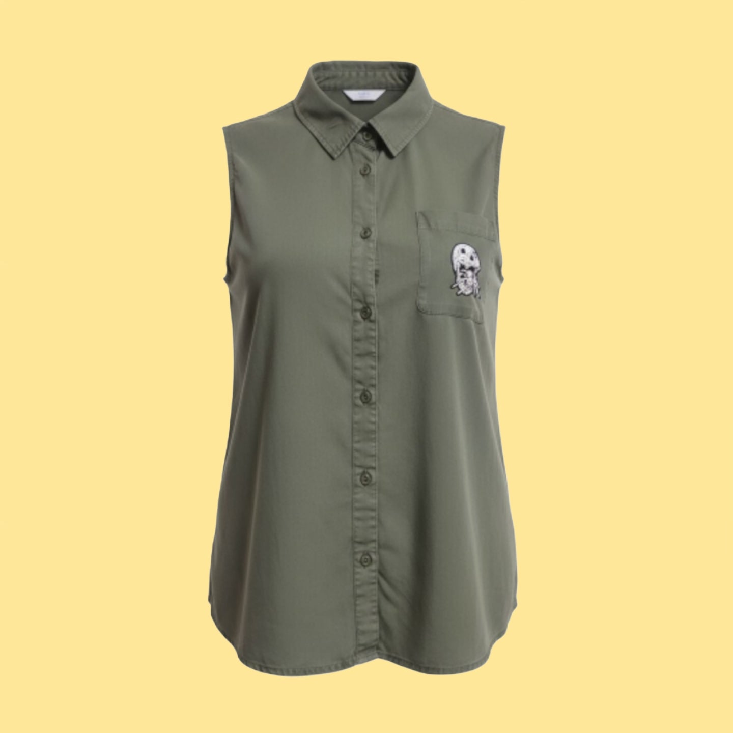 Sleeveless Army Green Top- upcycled