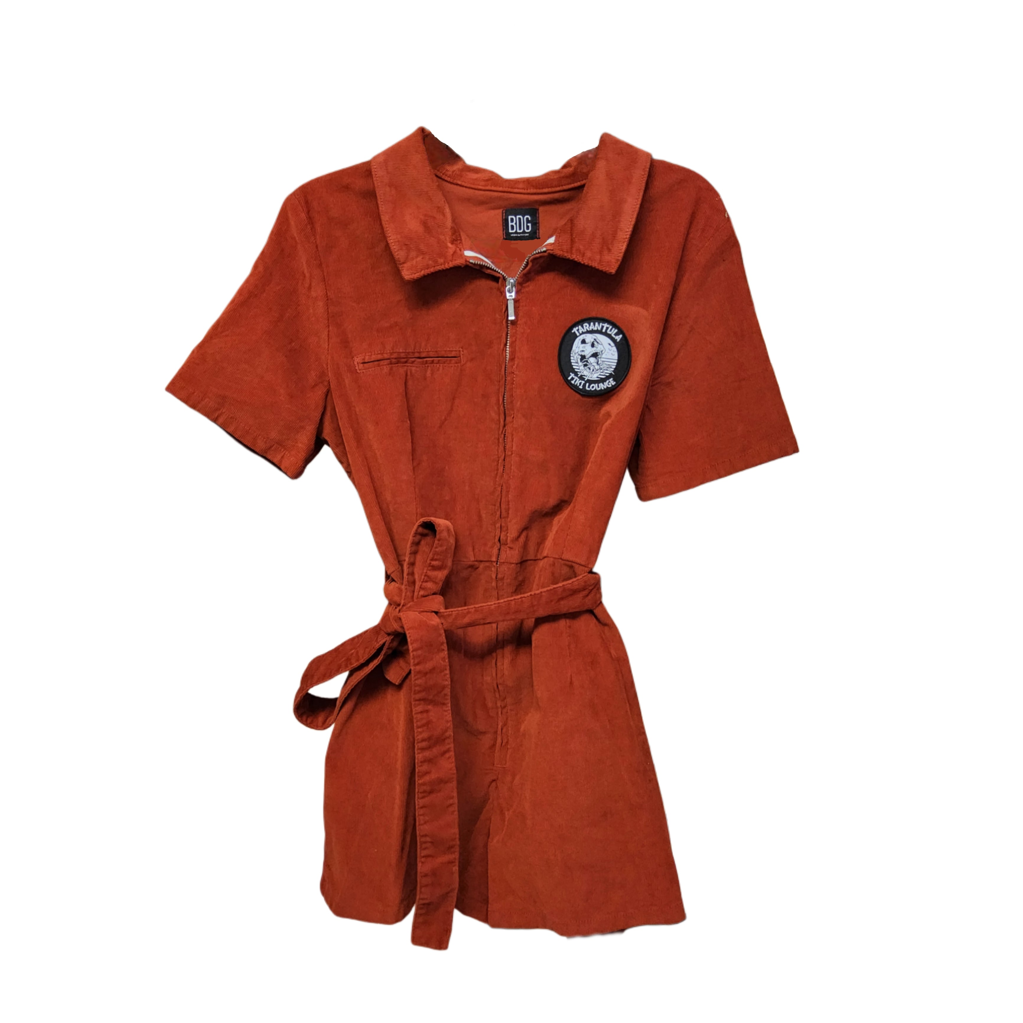 Orange Corduroy Romper- Upcycled
