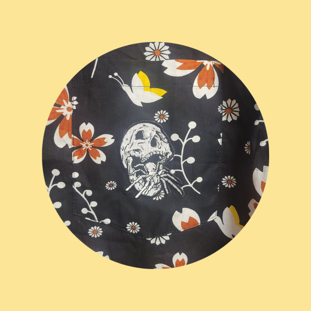 Aloha Shirt- upcycled black floral