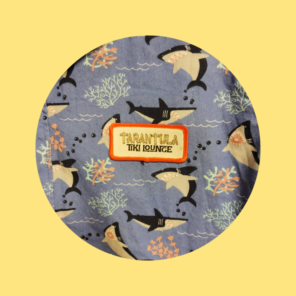 Aloha Shirt- upcycled sharks
