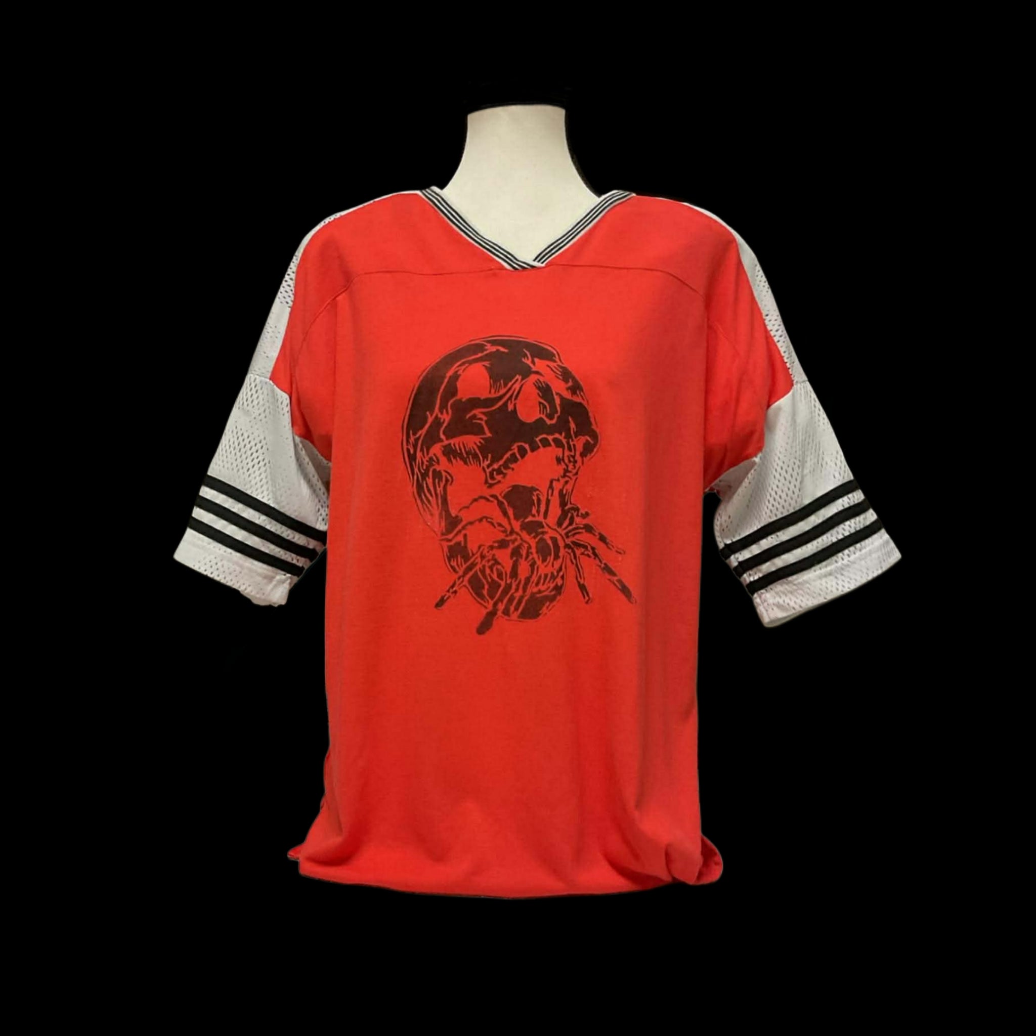 Red T Skull- upcycled vintage Adias