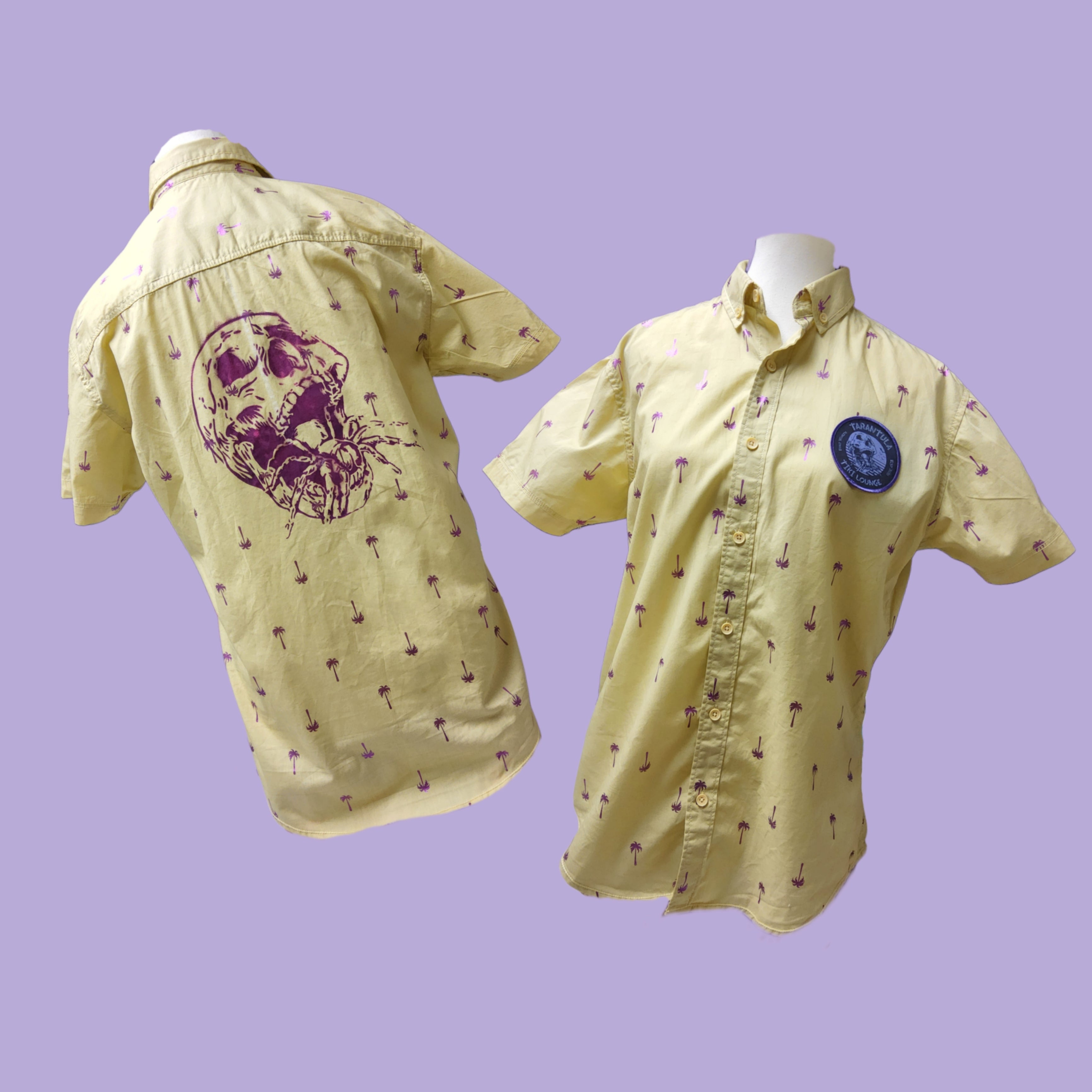 Aloha Shirt- upcycled iridescent palms