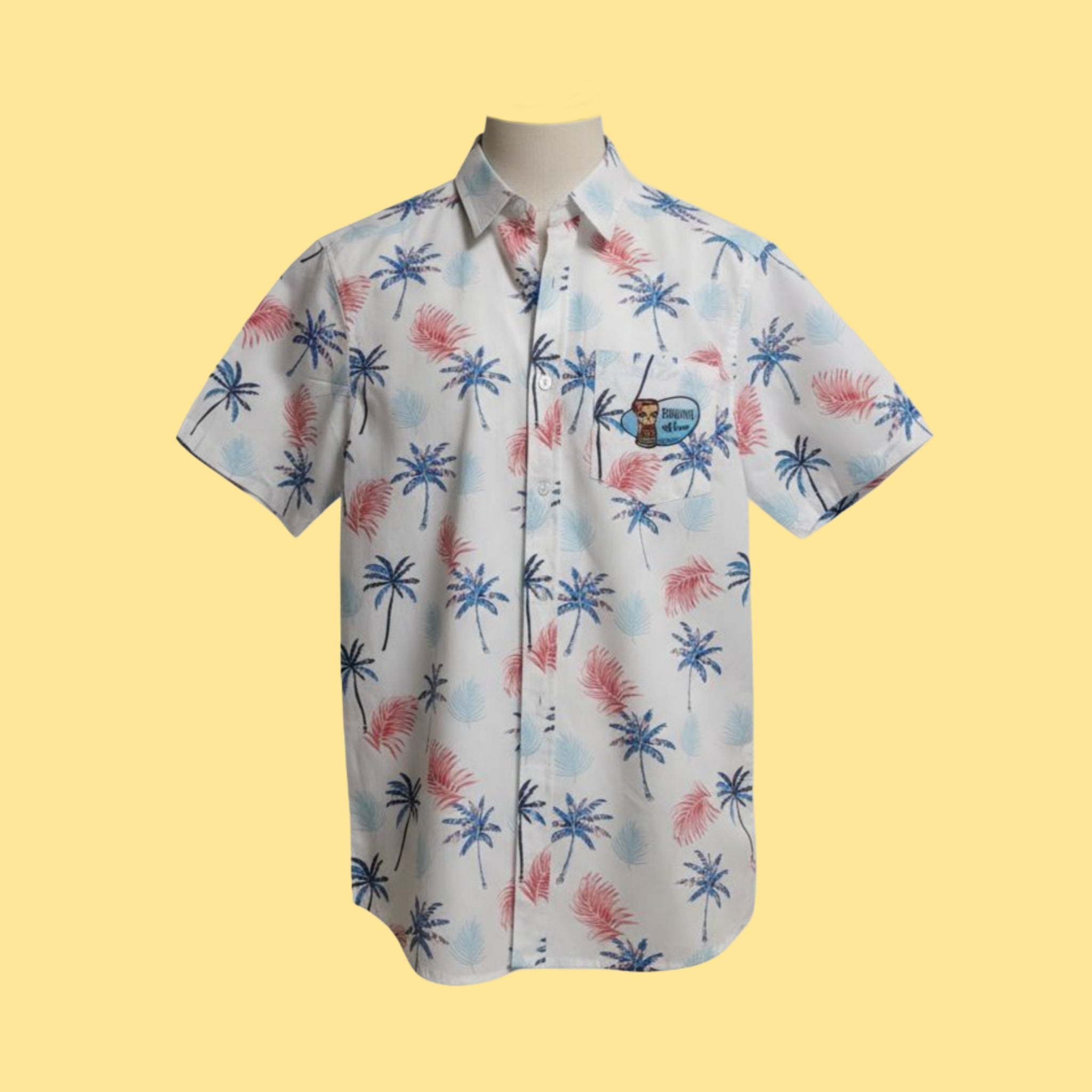 Aloha Shirt- upcycled white palms