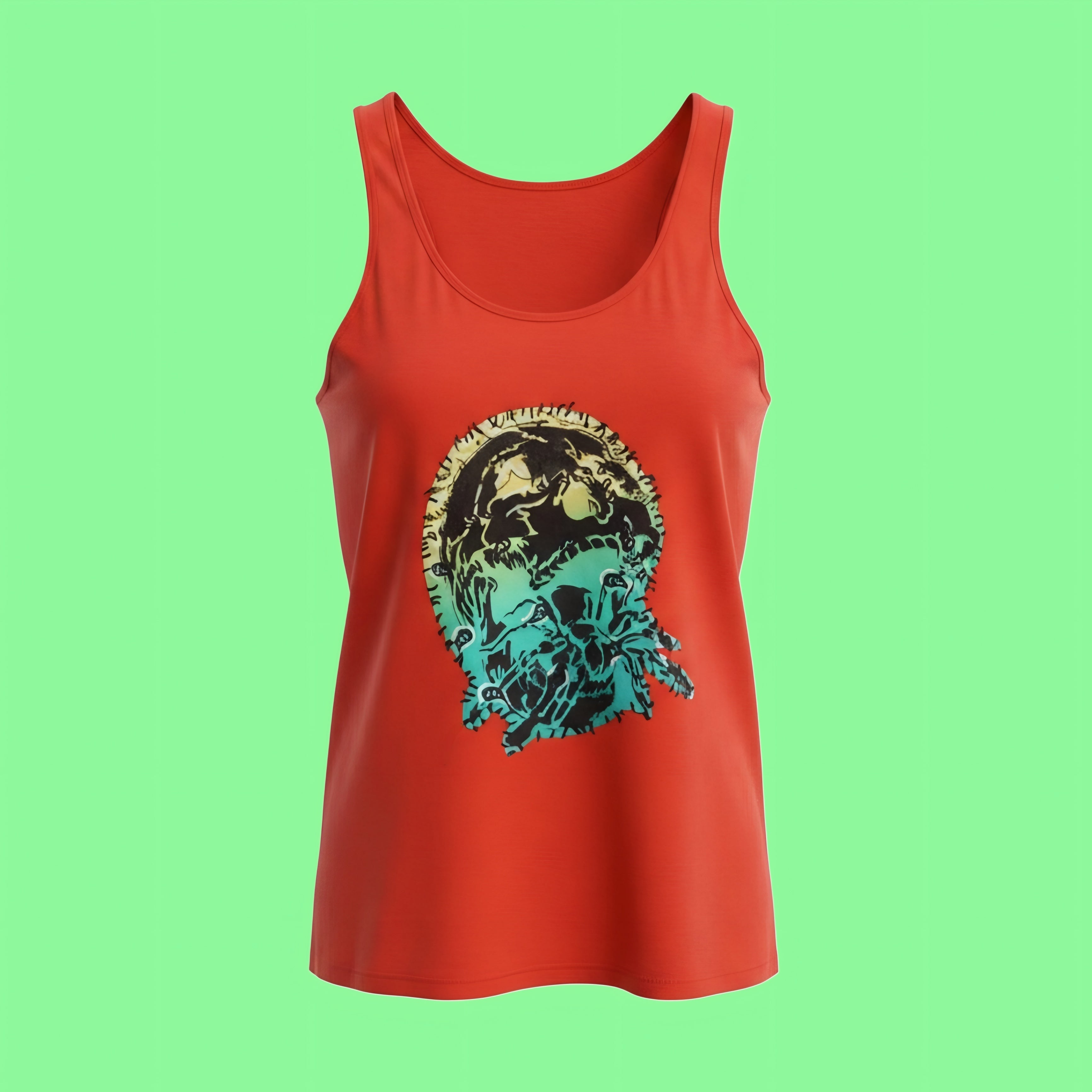Red Bandana Patch Tank- Upcycled/ Women's Large