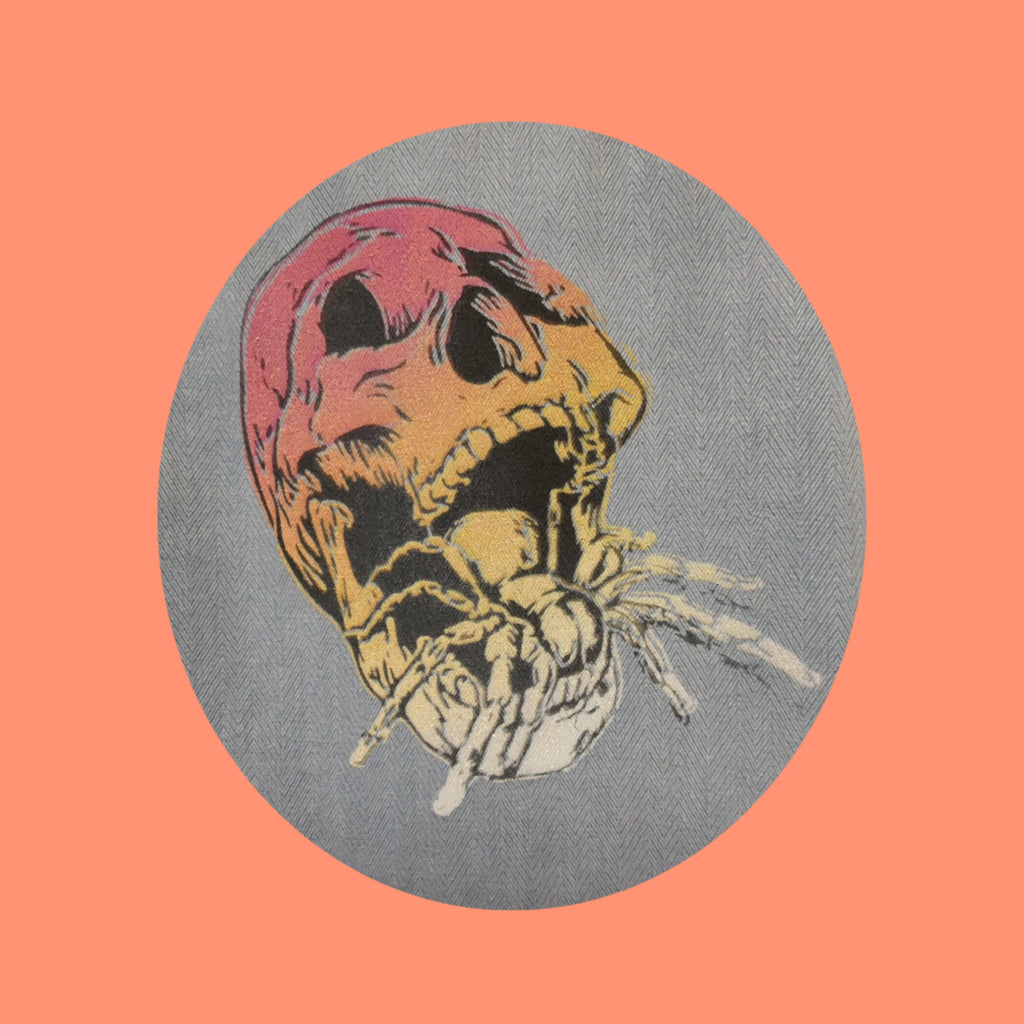 Aloha Shirt- Nat Nast silk faded blue/ombre skull upcycled