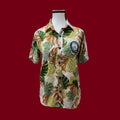 Aloha Shirt- upcycled brown & green palm leaves