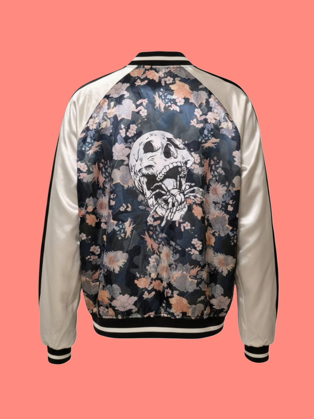 Floral Satin Bomber Jacket- Upcycled / Women's Large