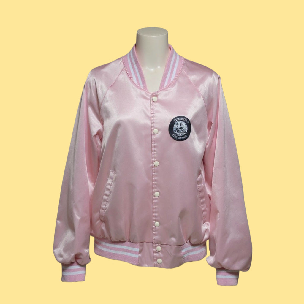 Pink Satin Bomber Jacket- upcycled