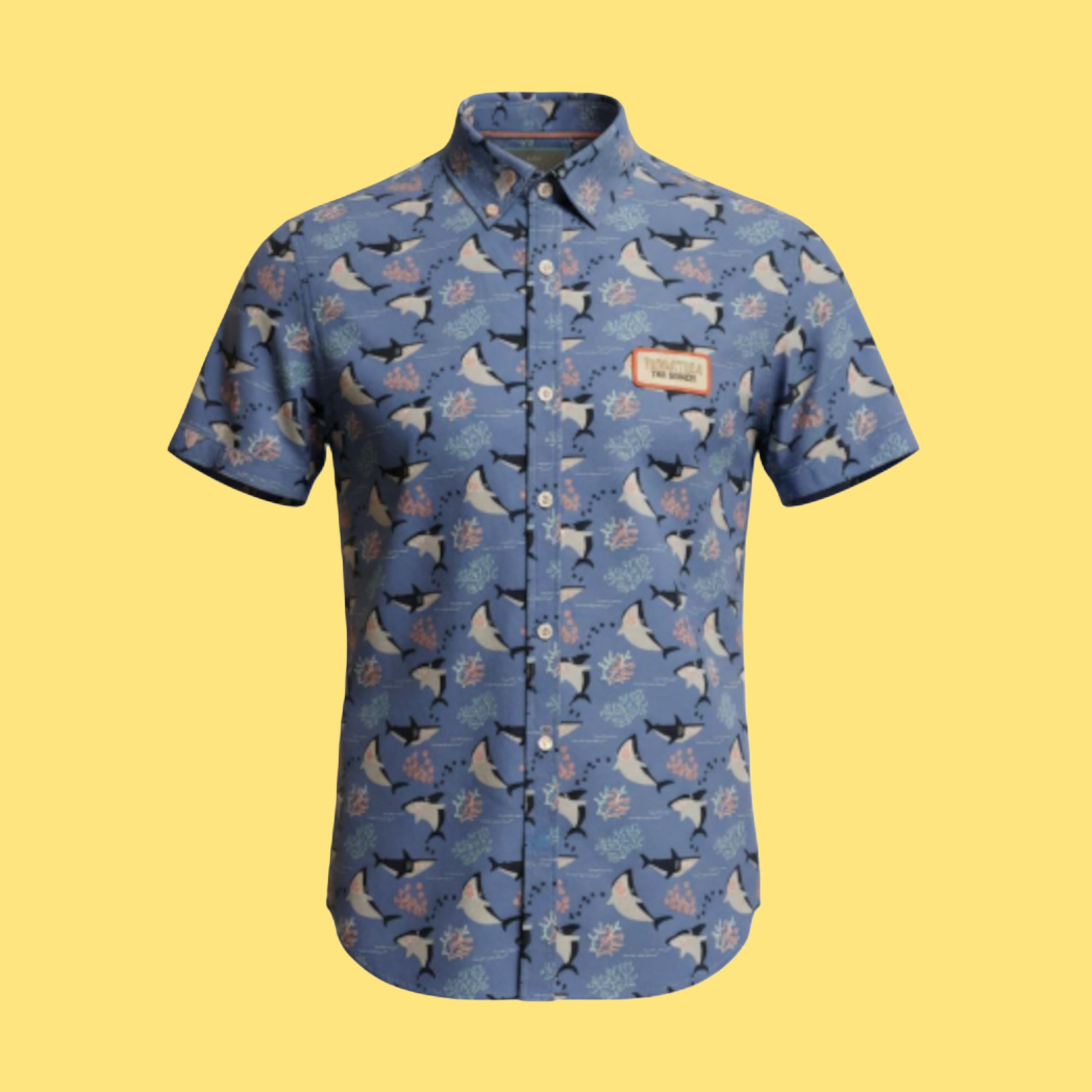Aloha Shirt- upcycled sharks
