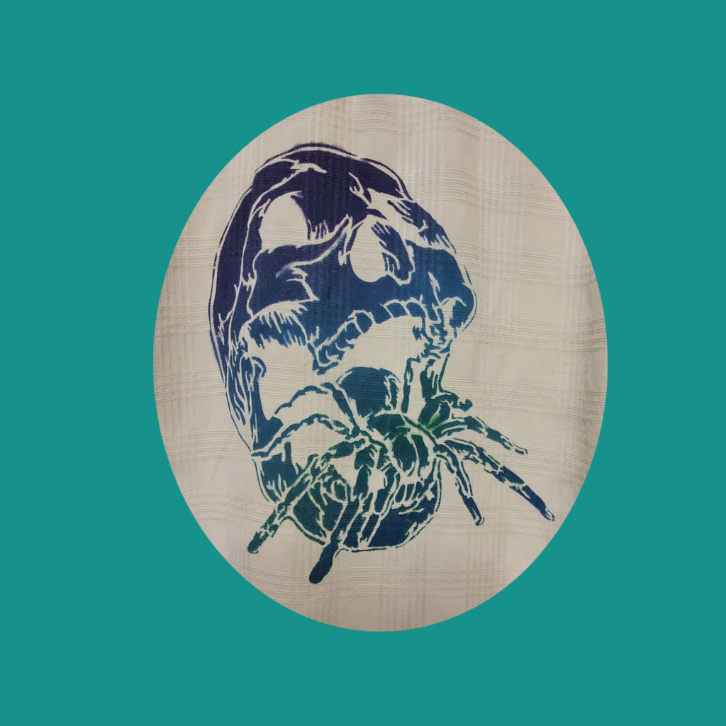 Tommy Bahama Silk Aloha Shirt- cream colored/ombre skull upcycled